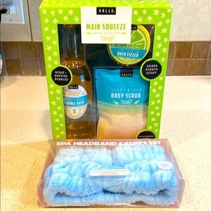 Main Squeeze NIN Bath Gift Set with Blue Spa Headband & Cuffs